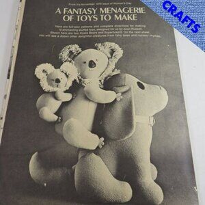 Woman's Day Mag. Nov. 1970 Toy Sewing Patterns UNCUT complete